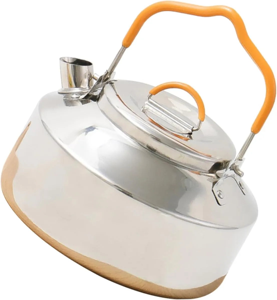 HEMOTON Outdoor Stainless Steel Water Kettle Lightweight Camping Teapot Ergonomic Handle for Hiking Picnics and Stovetop Use Whistling Design for Easy Pouring
