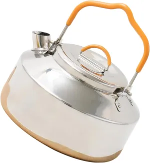 HEMOTON Outdoor Stainless Steel Water Kettle Lightweight Camping Teapot Ergonomic Handle for Hiking Picnics and Stovetop Use Whistling Design for Easy Pouring