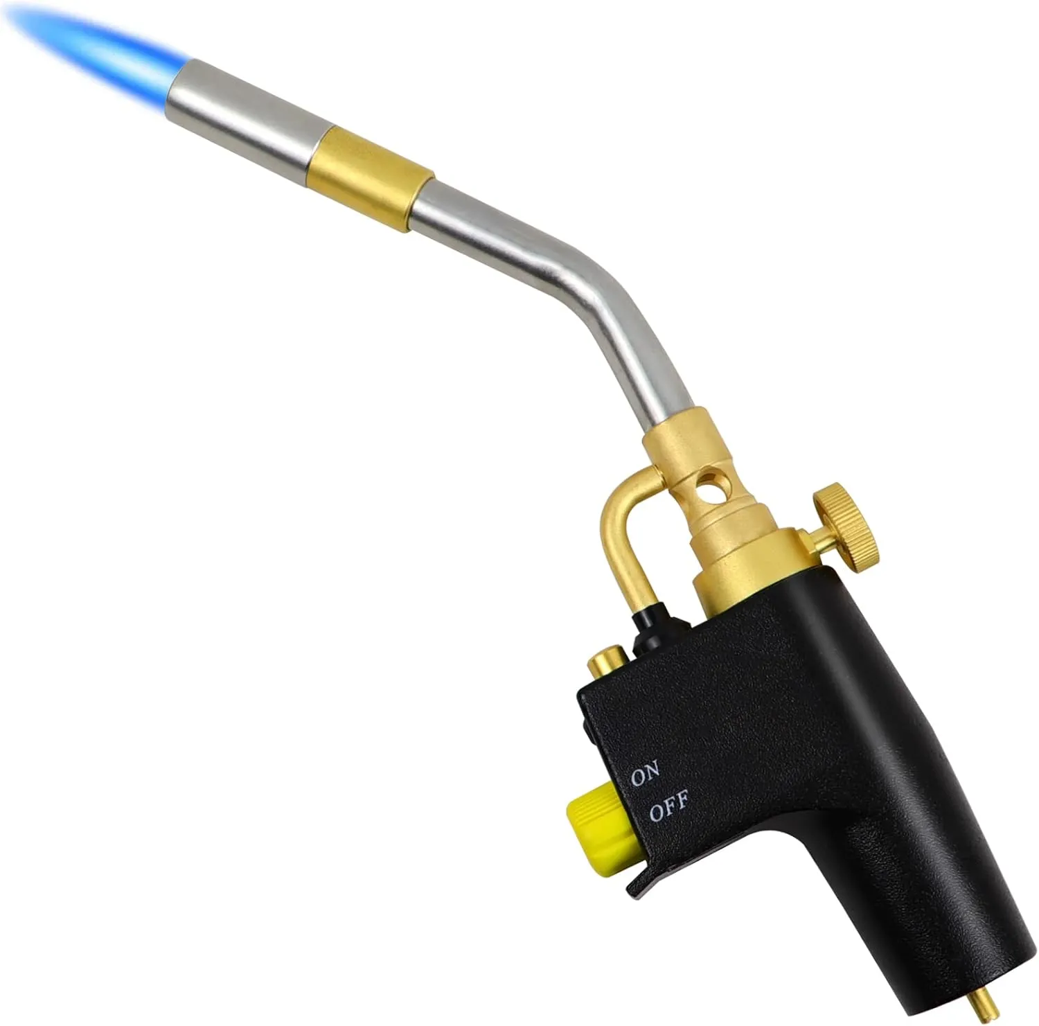 High Intensity Propane Torch Head, Trigger Start Mapp Gas Torch with Self Ignition & Brass Knob, Pencil Flame Welding Torch Fuel by MAPP, MAP/PRO and Propane gas（CSA Certified)