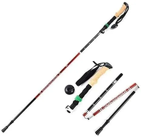 High-Strength 5-Section Telescopic Folding Trekking Pole with EVA Handle, Lightweight Alloy Walking Stick for Hiking & Mountaineering