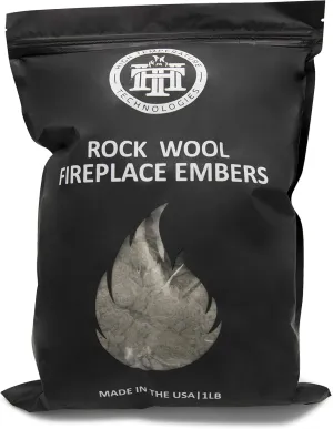 High Temperature Tech Replacement Rock Wool Embers for Gas Fireplaces/Gas Logs- Large 16 oz Bag (1, XL)