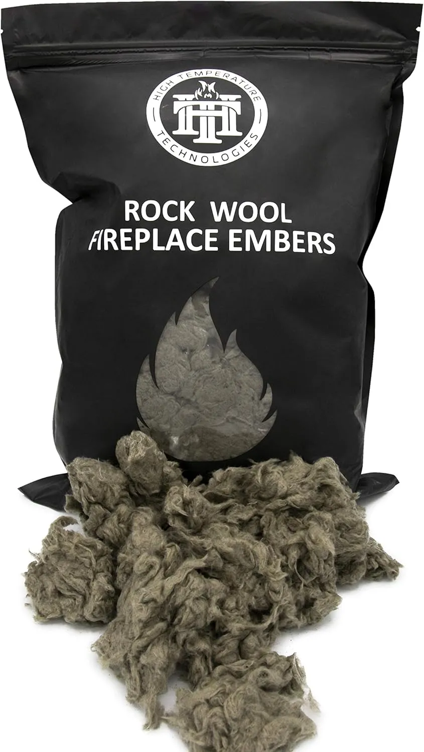 High Temperature Tech Replacement Rock Wool Embers for Gas Fireplaces/Gas Logs- Large 16 oz Bag (1, XL)