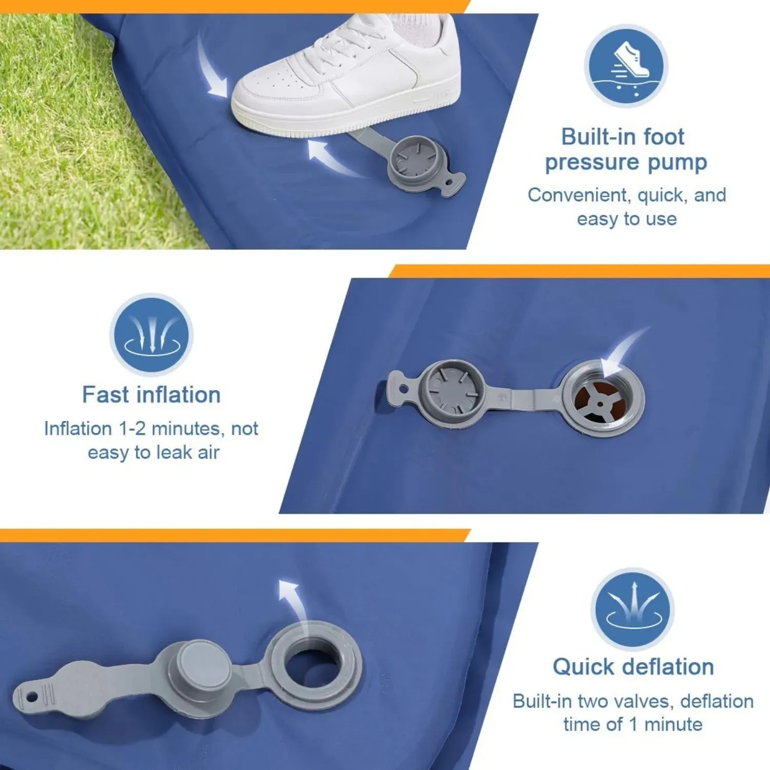 HiiPeak Ultralight Camping Sleeping Pad with Built-In Foot Pump & Pillow