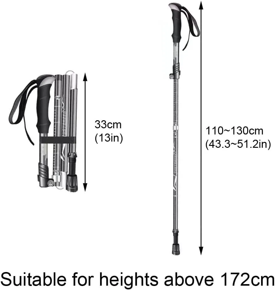 Hiking Poles For Men Walking Poles For Women Shock Absorption System Trekking Poles Telescopic Trail Running Poles Collapsible Ultralight Hiking Sticks For Senior Trekking, Backpacking, Hiking