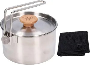 Hiking Pot, Camping Cookware, Camping Pot Stainless Steel Portable Outdoor Tea Coffee Pot with Detachable Handle for Picnic Hiking (1000ml)