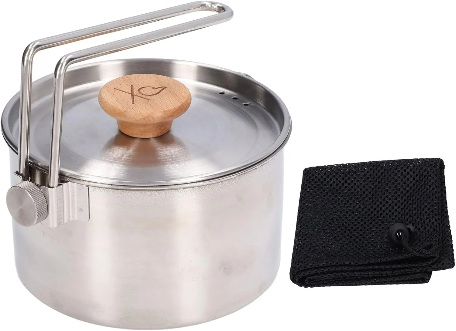 Hiking Pot, Camping Cookware, Camping Pot Stainless Steel Portable Outdoor Tea Coffee Pot with Detachable Handle for Picnic Hiking (1000ml)