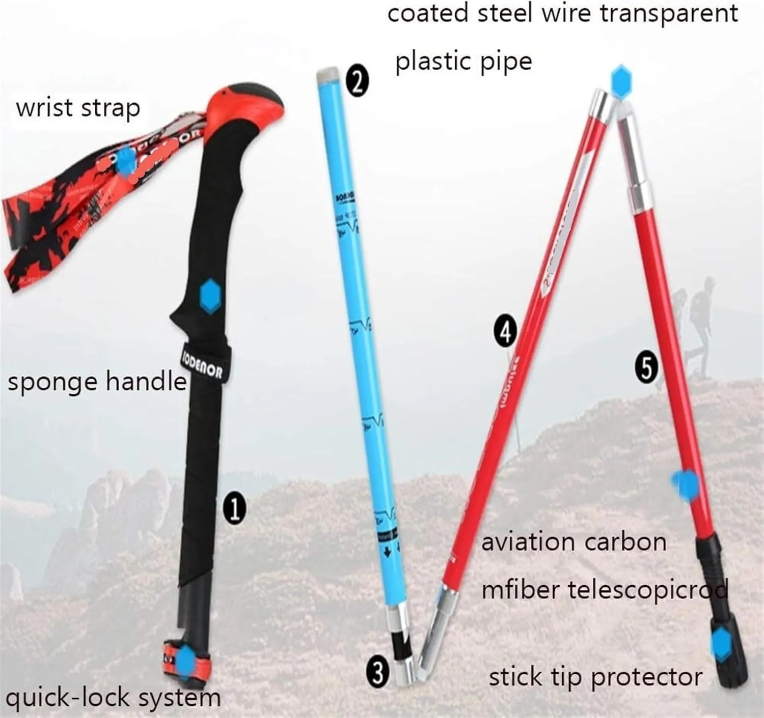 Hiking Trekking Poles Hiking Poles Strong Lightweight Walking Sticks Carbon Fiber Trekking Poles for Camping Hiking Sticks for Trekking