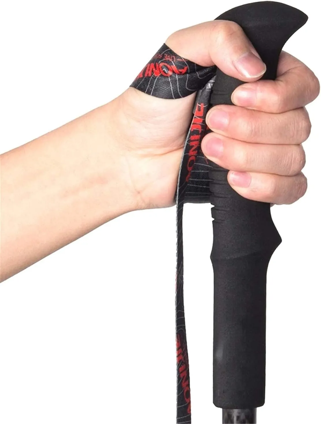 Hiking Trekking Poles, Lightweight Folding Hiking Trekking Poles, Adjustable 110-130Cm, High Grip and Soft and Comfortable Handle with Wrist Strap (Red 2PCS)