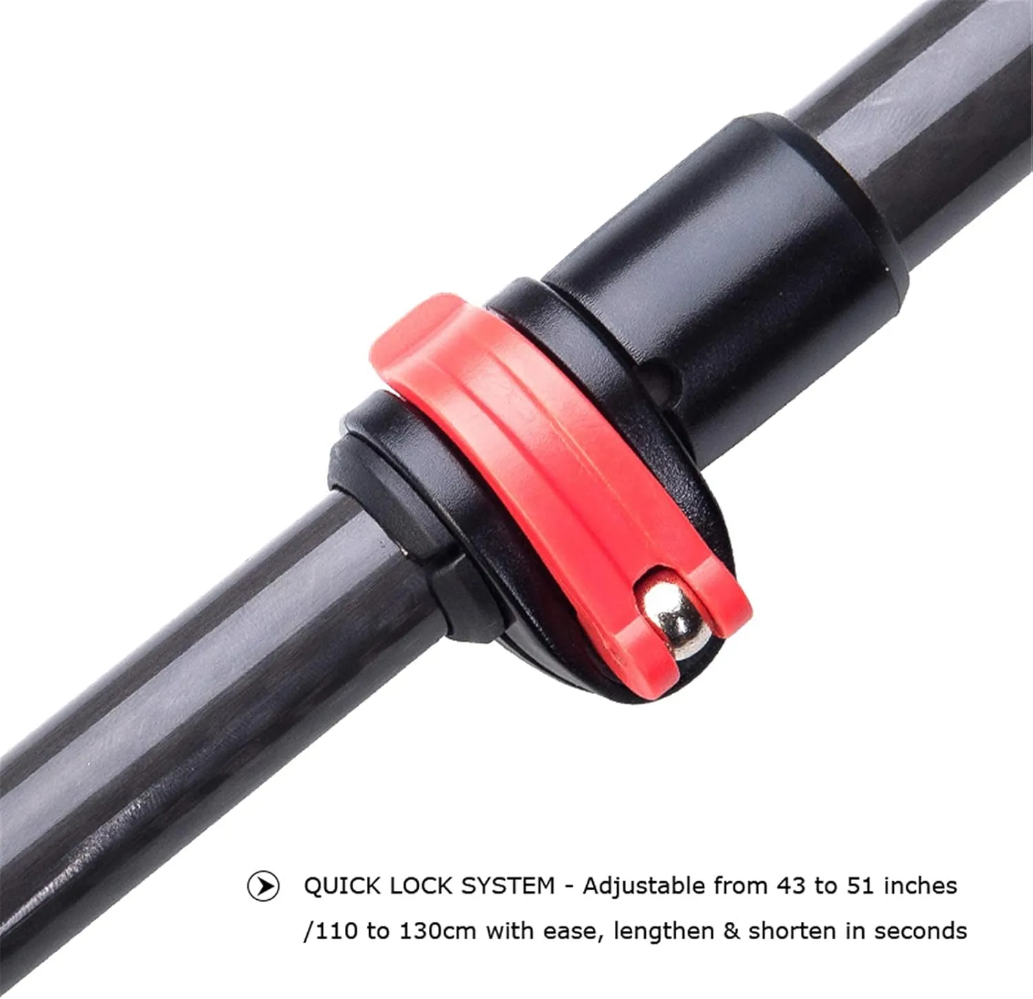 Hiking Trekking Poles, Lightweight Folding Hiking Trekking Poles, Adjustable 110-130Cm, High Grip and Soft and Comfortable Handle with Wrist Strap (Red 2PCS)