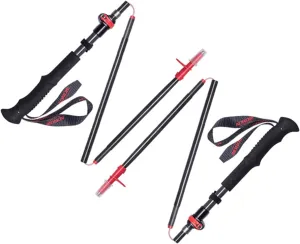 Hiking Trekking Poles, Lightweight Folding Hiking Trekking Poles, Adjustable 110-130Cm, High Grip and Soft and Comfortable Handle with Wrist Strap (Red 2PCS)