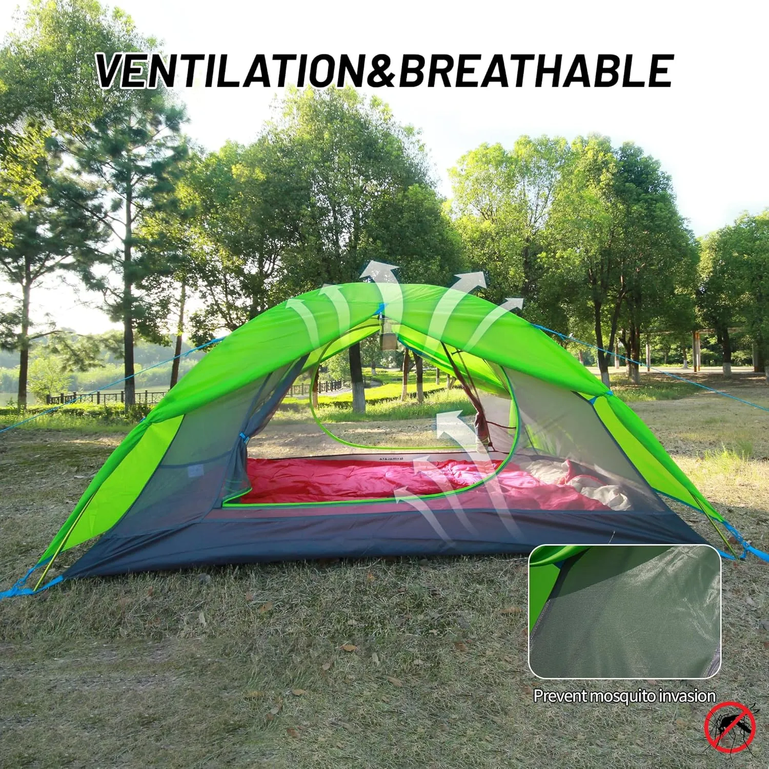 Himalaya 2 Person Camping Tent, Backpacking Tent Waterproof Windproof Lightweight Portable Easy Setup Double Layer Two Door for Outdoor Camping Hiking Mountaineering Travel