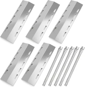 Hiorucet Grill Parts for Ducane 5 Burner Gas Grill 30400042, 30400043, 30400044, 30400045, 30558501, 30557401, 30457501, 30557501, 30458501, Stainless Steel Heat Plates, Burners for Ducane Grill Parts