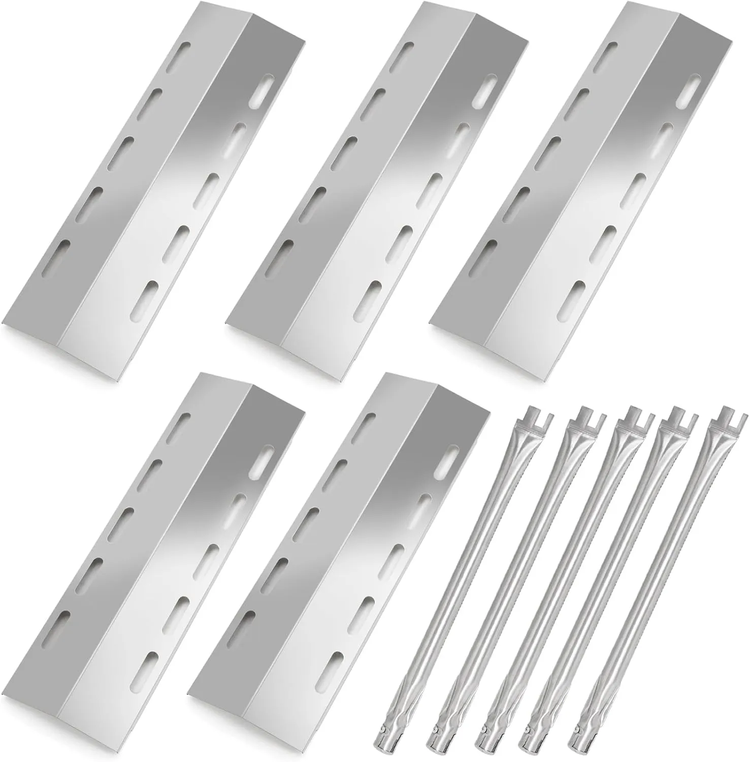 Hiorucet Grill Parts for Ducane 5 Burner Gas Grill 30400042, 30400043, 30400044, 30400045, 30558501, 30557401, 30457501, 30557501, 30458501, Stainless Steel Heat Plates, Burners for Ducane Grill Parts