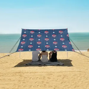Hockey Sport Seamless Pattern Beach Camping Tent Sun Shelter for Whole Family, Beach Shade Canopy with UPF50  UV Protection,Easy Set Up and Carry,Outdoor Shade for Trips, Fishing, Backyard Fun