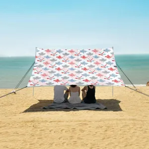 Hockey Sticks Pucks Maple Leaves Beach Camping Tent Sun Shelter for Whole Family, Beach Shade Canopy with UPF50  UV Protection,Easy Set Up and Carry,Outdoor Shade for Trips, Fishing, Backyard F