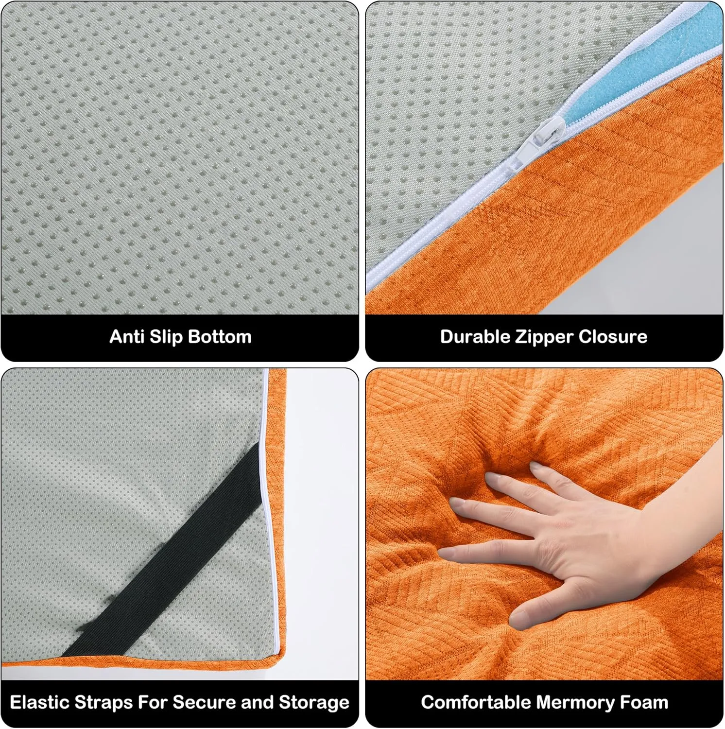 HOMBYS 3 Inch Thick Memory Foam Camping Mattress for Outdoor Sleeping, Roll Up Porable Camping Pad Mat with Knitted Cover for Travel Truck Bed Tent