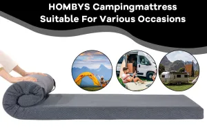 HOMBYS Memory Foam Camping Mattress Pad,Portable Sleeping Pad for Adult,Waterproof Cot Mattress,Roll Up Floor Mattress,Foldable Backpacking Travel Bed for Hiking,Guest Bed