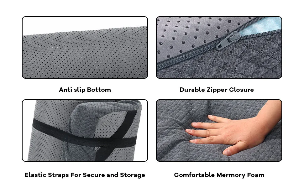HOMBYS Memory Foam Camping Mattress Pad,Portable Sleeping Pad for Adult,Waterproof Cot Mattress,Roll Up Floor Mattress,Foldable Backpacking Travel Bed for Hiking,Guest Bed