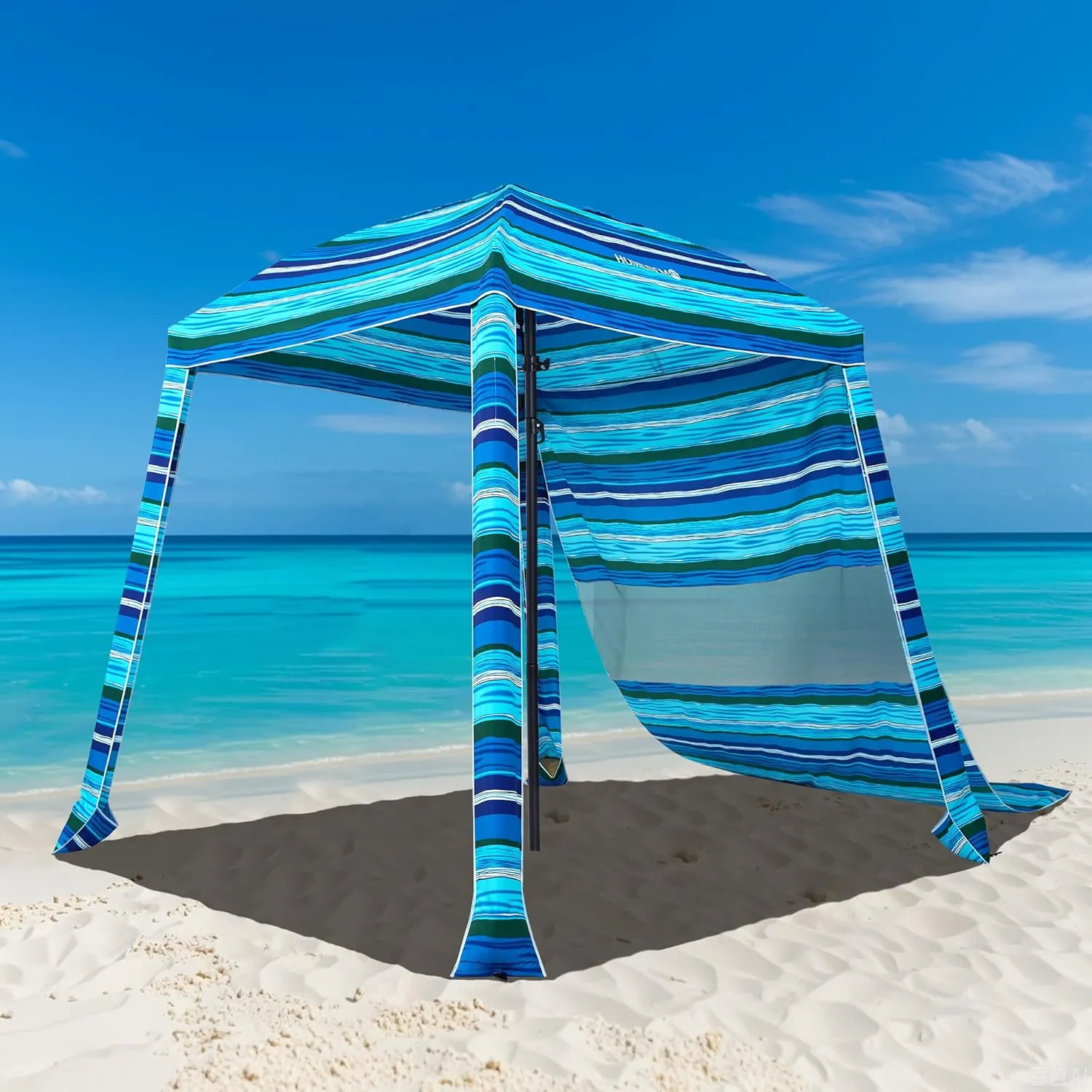 HOMEDEMO Beach Cabana UPF 50 , 6'×6' Beach Canopy, Easy Set up and Take Down, Cool Cabana Beach Tent with Sand Pockets, Side Wall Beach Shade Canopy Wind Waterproof for Kids, Family & Friends