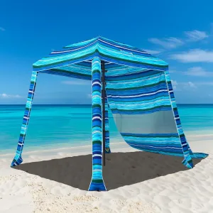 HOMEDEMO Beach Cabana UPF 50 , 6'×6' Beach Canopy, Easy Set up and Take Down, Cool Cabana Beach Tent with Sand Pockets, Side Wall Beach Shade Canopy Wind Waterproof for Kids, Family & Friends