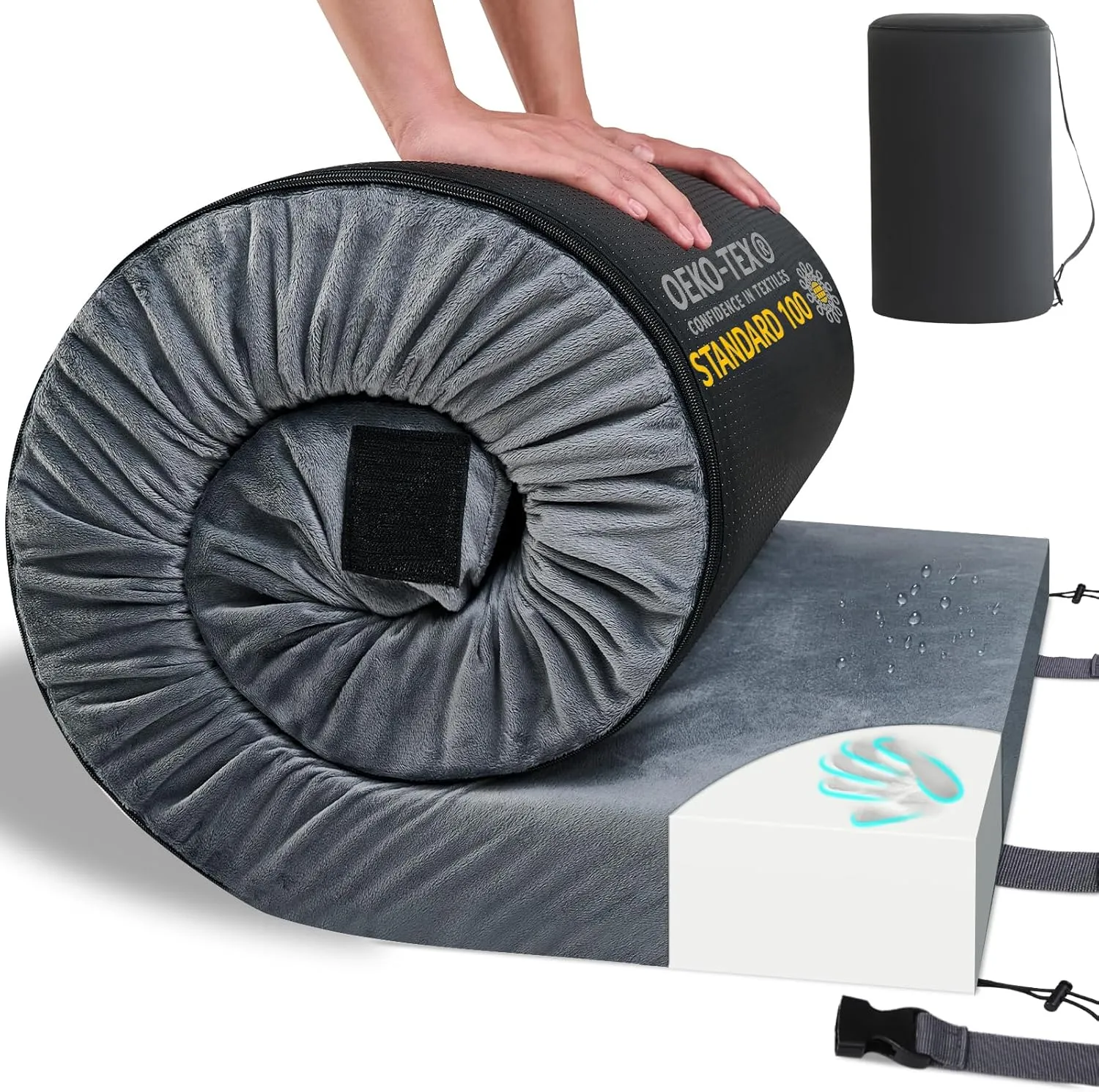 HomeMate CertiPUR-US Memory Foam Camping Mattress Pad Portable Roll Up Mattress for Adults Sleeping Mat Cot Mattress Pad