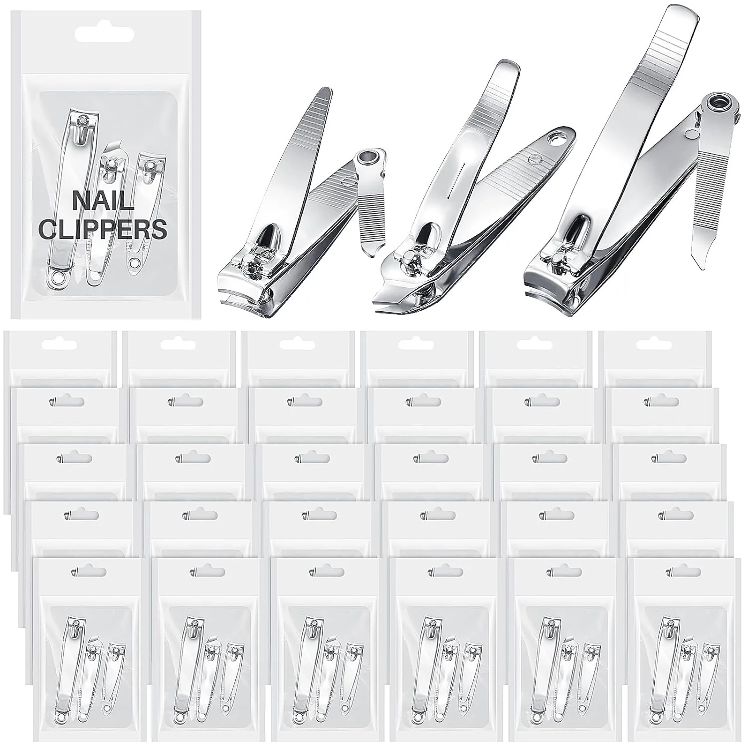 Hoolerry 90 Pcs Bulk Nail Clippers, Toenail Clippers and Slanted Edge Nail Cutting Clippers Set, Stainless Steel Sharp Sturdy Curved Edge Cutter Trimmer Pedicure Manicure Tool for Men Women Homeless
