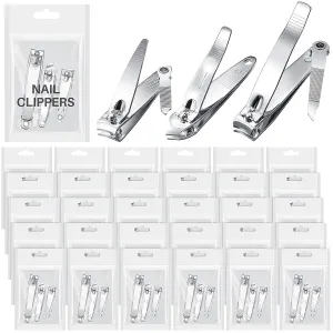 Hoolerry 90 Pcs Bulk Nail Clippers, Toenail Clippers and Slanted Edge Nail Cutting Clippers Set, Stainless Steel Sharp Sturdy Curved Edge Cutter Trimmer Pedicure Manicure Tool for Men Women Homeless