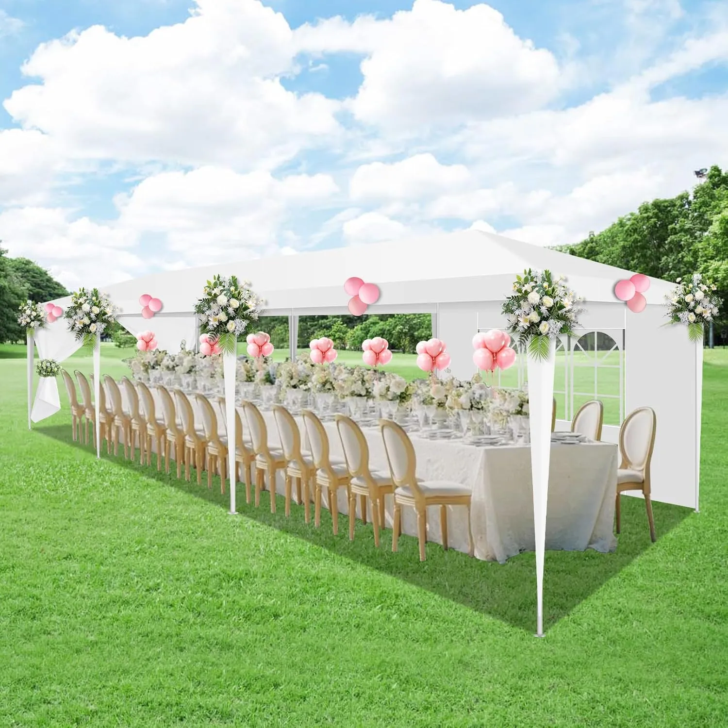 HOTEEL 10x30 Party Tent Outdoor Canopy Tent with Sidewalls Upgrade Removable, White Tents for Parties Waterproof & UV Protection for Gazebo Shelter Carpas Wedding Events BBQ