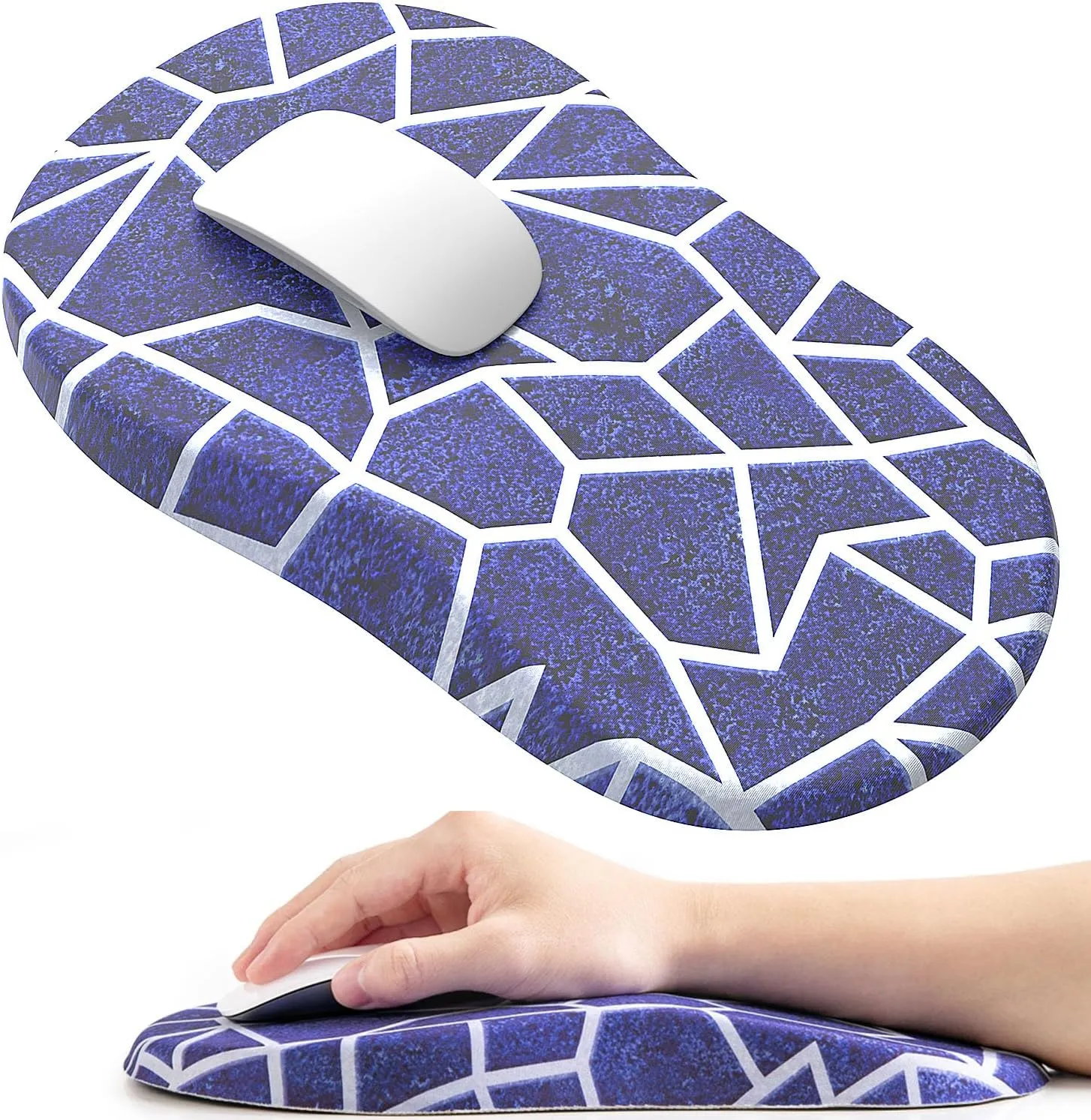 hueilm Ergonomic Mouse Pad Wrist Support,Pain Relief Mouse Pad with Wrist Rest,Entire Memory Foam Mouse Pad with Non-Slip PU Base,Comfortable Mousepad Perfect for Office & Home, 1PCS（Geometry）