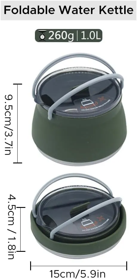 HXBER Folding Pot Set Portable Cooking Set Collapsible Cookware Set Outdoor Camping Cookware Set Compact