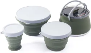 HXBER Folding Pot Set Portable Cooking Set Collapsible Cookware Set Outdoor Camping Cookware Set Compact