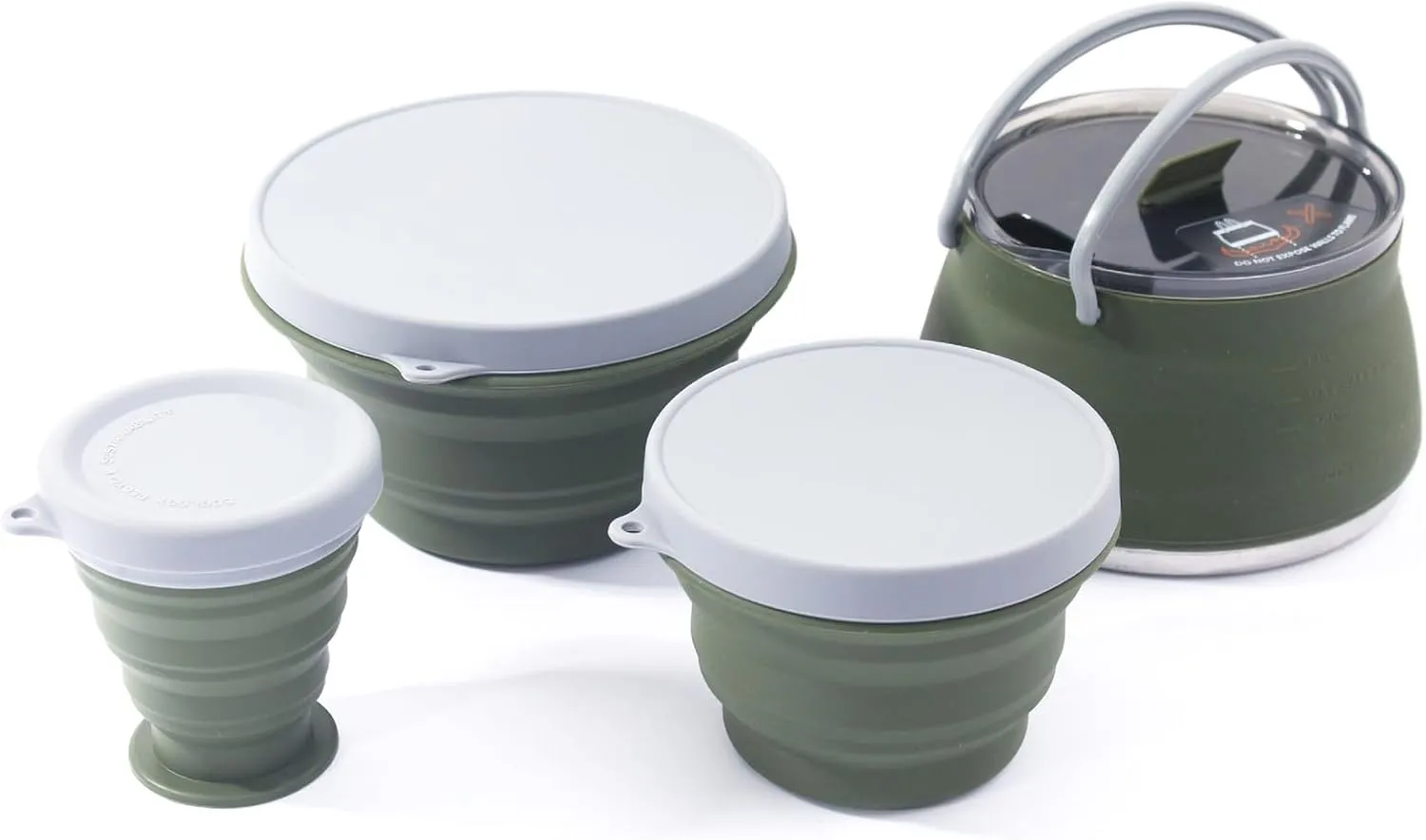 HXBER Folding Pot Set Portable Cooking Set Collapsible Cookware Set Outdoor Camping Cookware Set Compact