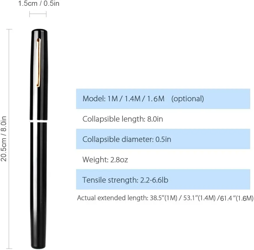 HXBER Pocket Collapsible Fishing Rod Reel Combo Mini Pen Fishing Pole Kit Telescopic Fishing Rod Reel Combo Kit, 1.6M, Blue
