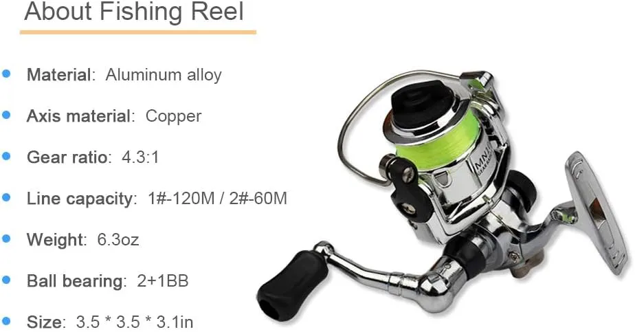 HXBER Pocket Collapsible Fishing Rod Reel Combo Mini Pen Fishing Pole Kit Telescopic Fishing Rod Reel Combo Kit, 1.6M, Blue