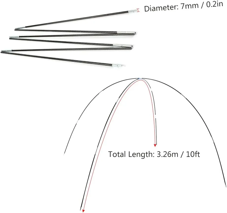 HXBER Tent Rod Glass Fiber Replacement Tent Pole Kit, 3.26m