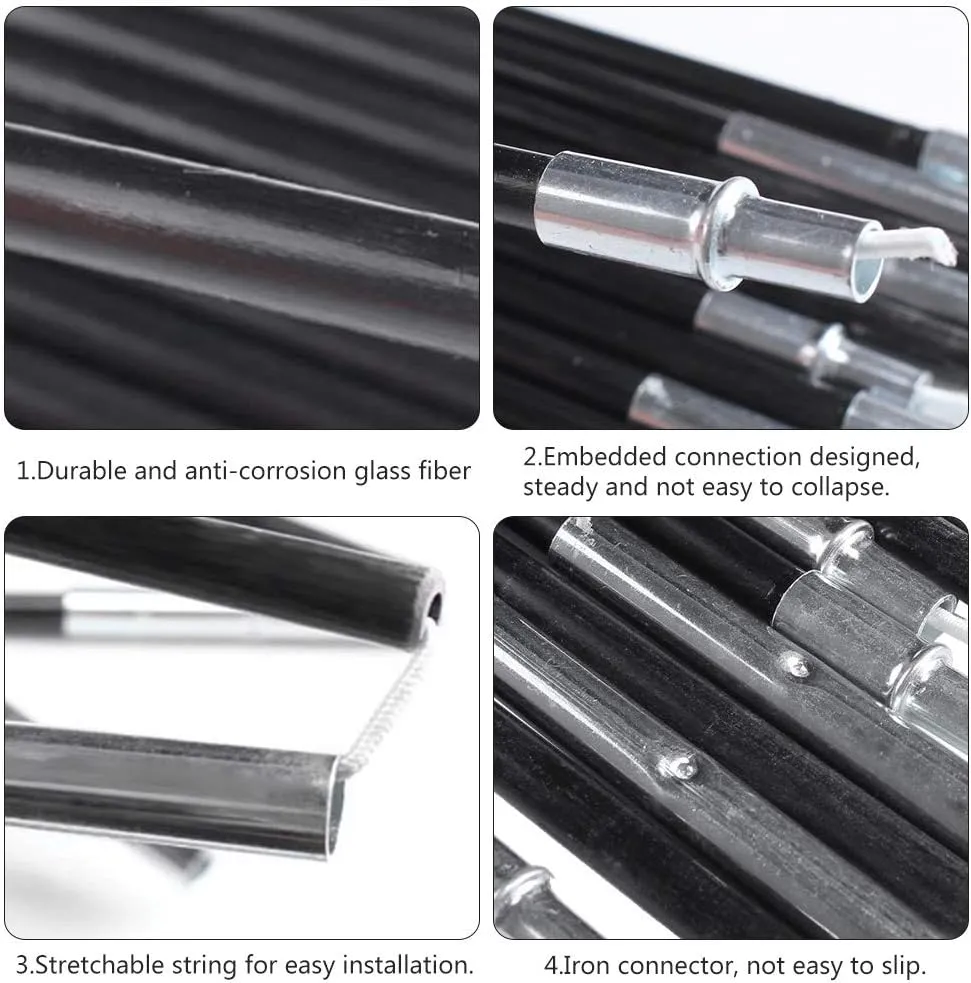 HXBER Tent Rod Glass Fiber Replacement Tent Pole Kit, 3.26m