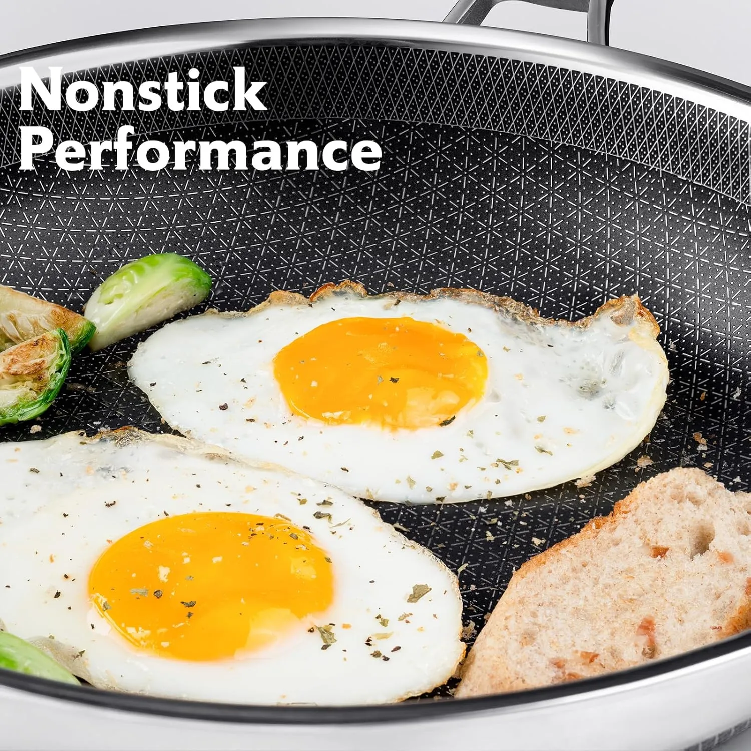 Hybrid Pans Set Nonstick with 2Lid, 8&10&12 Inch Nonstick Frying Pans Set, Dishwasher Induction Oven Broiler Safe Stainless Steel Skillet, PFOA Free Kitchen set