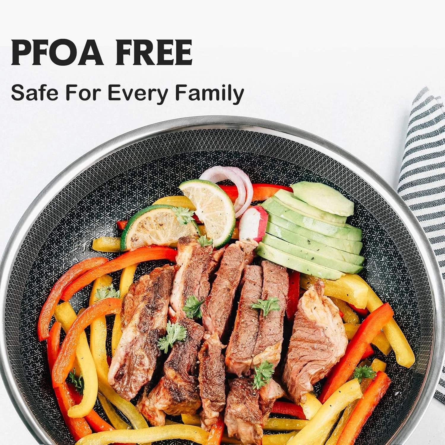 Hybrid Pans Set Nonstick with 2Lid, 8&10&12 Inch Nonstick Frying Pans Set, Dishwasher Induction Oven Broiler Safe Stainless Steel Skillet, PFOA Free Kitchen set