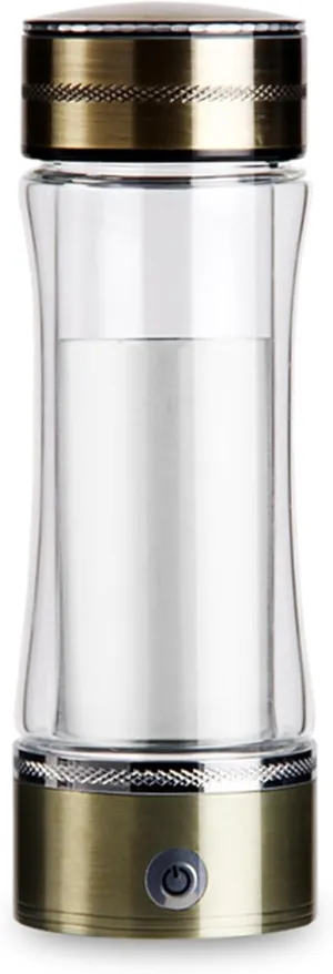 Hydrogen Water Bottle Generator, Portable Hydrogen Rich Water Cup, 350ML, Up to 1200-1600 PPB, PEM Technology Health Glass Cup, for Home Travel