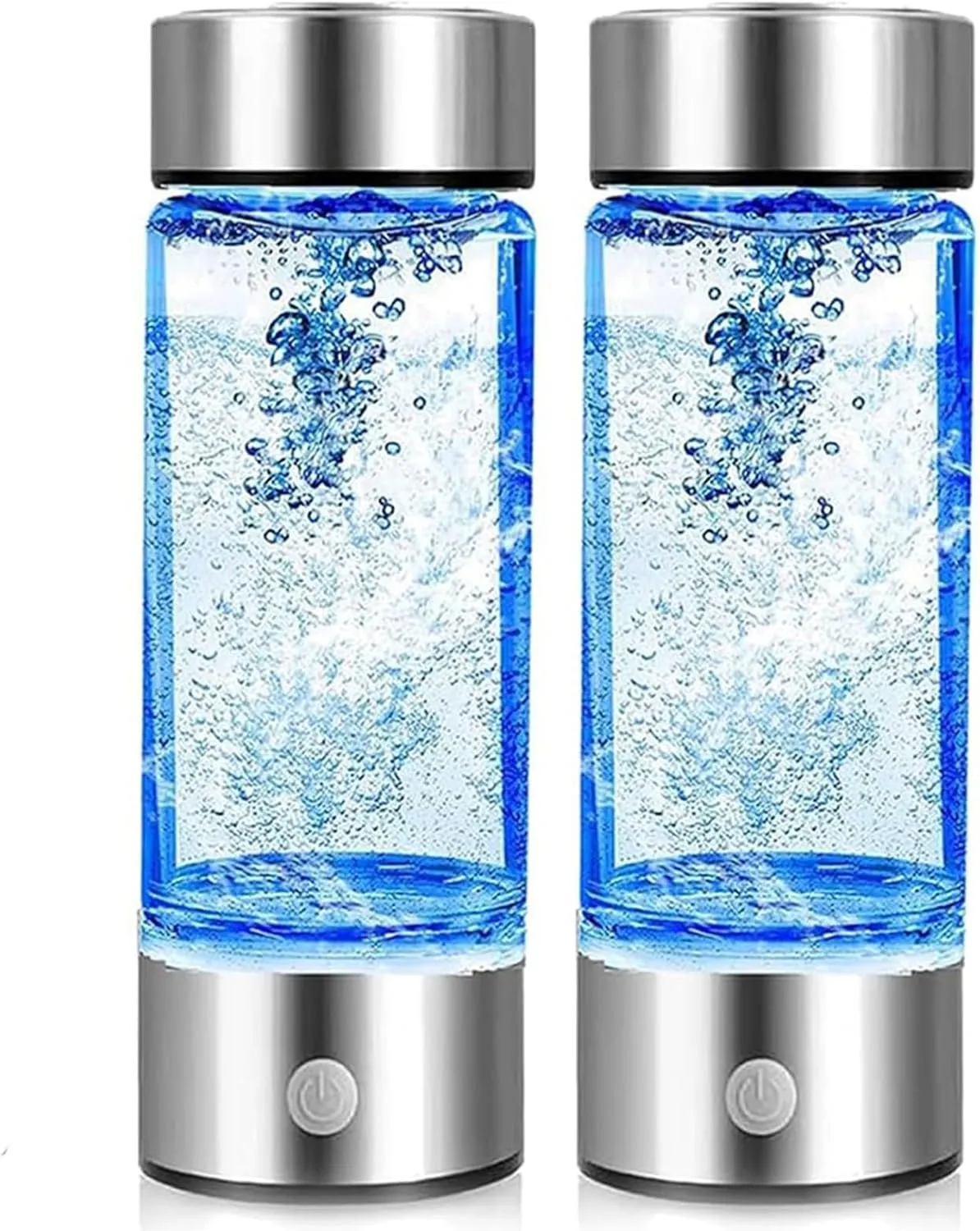 Hydrogen Water Bottle Portable 2024 New Portable Hydrogen Water Ionizer Machine, Hydrogen Water Generator, Hydrogen Rich Water Glass Health Cup for Home Office Travel(Silver,2 Pack)