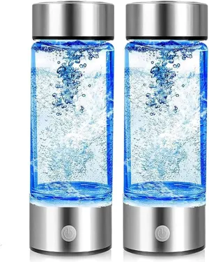 Hydrogen Water Bottle Portable 2024 New Portable Hydrogen Water Ionizer Machine, Hydrogen Water Generator, Hydrogen Rich Water Glass Health Cup for Home Office Travel(Silver,2 Pack)