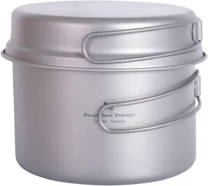 iBasingo 2 Piece-Set Titanium Bowl Pot Set with Folding Handle Outdoor Camping Picnic Pan Ultralight Cooking Tableware Picnic Dishes