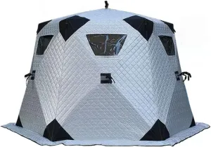 Ice Fishing Camping Hexagonal Ice Fishing Shelter Large Camping Equipment Heat Reflective Fabric Cold-Resistant Insulation Suitable for 3-4 People