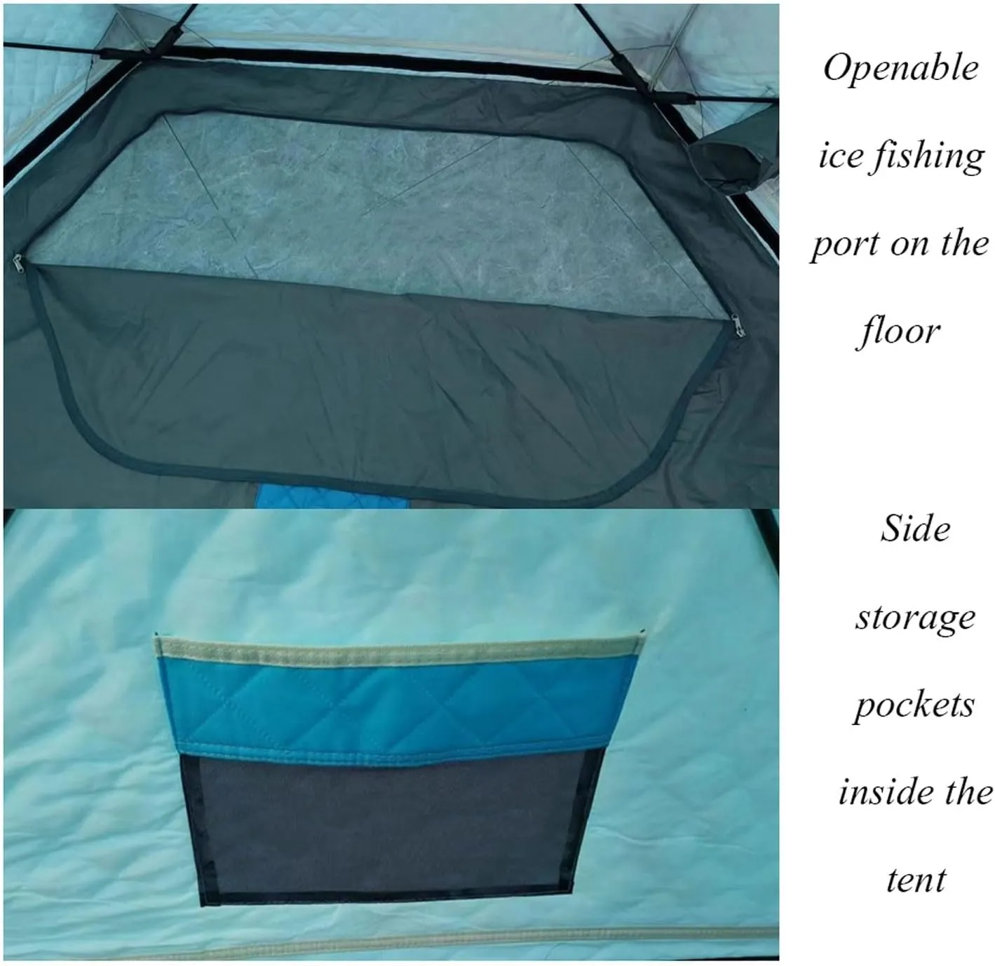 ice Fishing Tent ice Fishing shelter Insulated 3-4 Person Portable Quick-Open Hexagonal Warm and Anti-Cold Ice Fishing Tent with Chimney(Color:2)