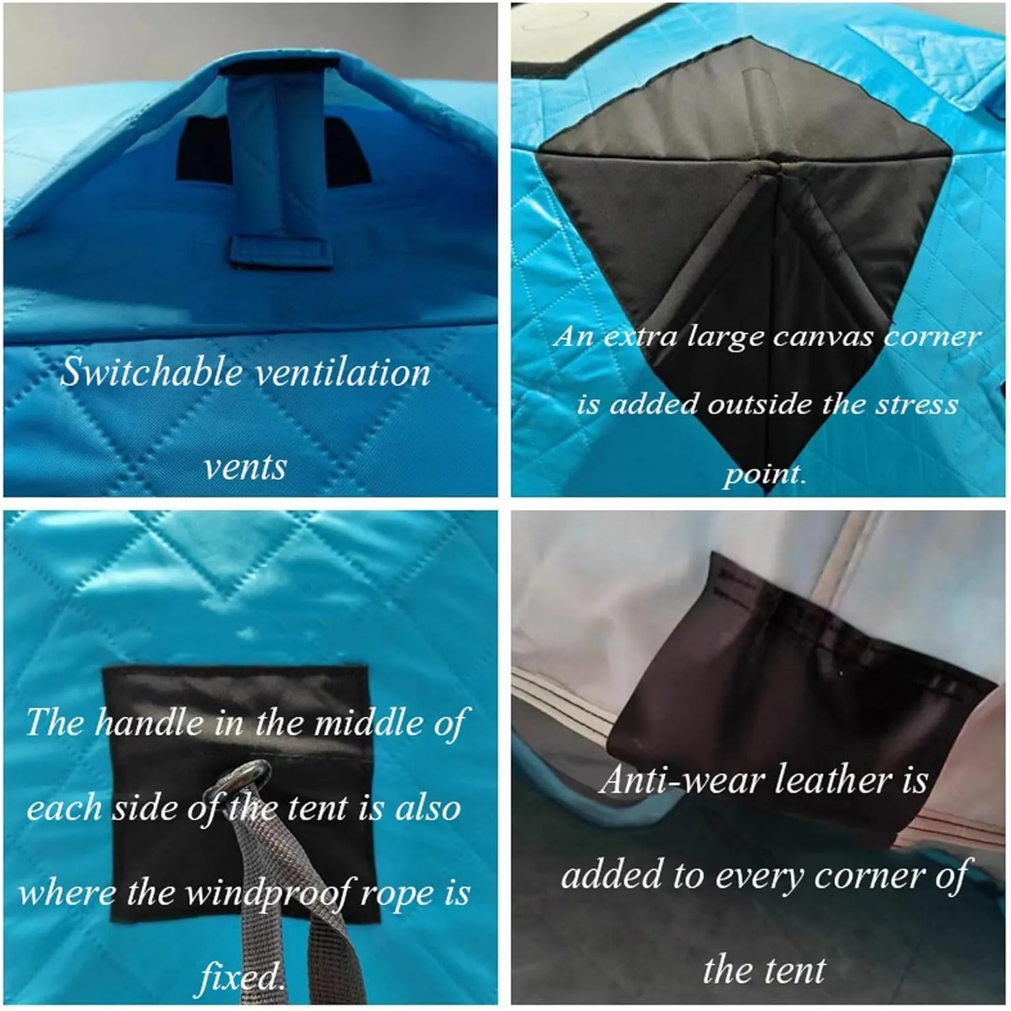 ice Fishing Tent ice Fishing shelter Insulated 3-4 Person Portable Quick-Open Hexagonal Warm and Anti-Cold Ice Fishing Tent with Chimney(Color:2)