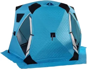 ice Fishing Tent ice Fishing shelter Insulated Hexagonal Winter Fishing Tent, Thickened to Keep Warm, Cold and Rainproof, with Firewood Heater and Chimney Opening(Color:2)