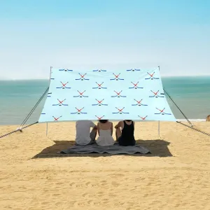 Ice Hockey Crossed Sticks Beach Camping Tent Sun Shelter for Whole Family, Beach Shade Canopy with UPF50  UV Protection,Easy Set Up and Carry,Outdoor Shade for Trips, Fishing, Backyard Fun Picn