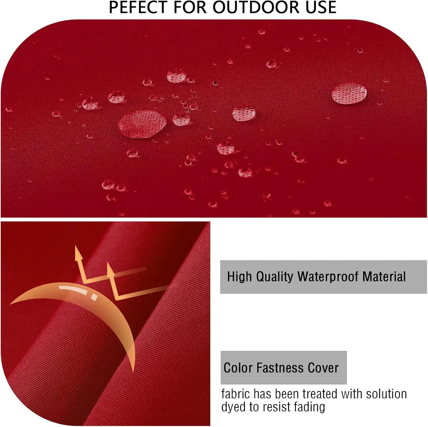 idee-home Outdoor Bench Cushion Waterproof, Bench Cushions for Outdoor Furniture, Patio Porch Swing Replacement Seat Pad with Ties for Garden Backyard, 48 x 18 Inch Red