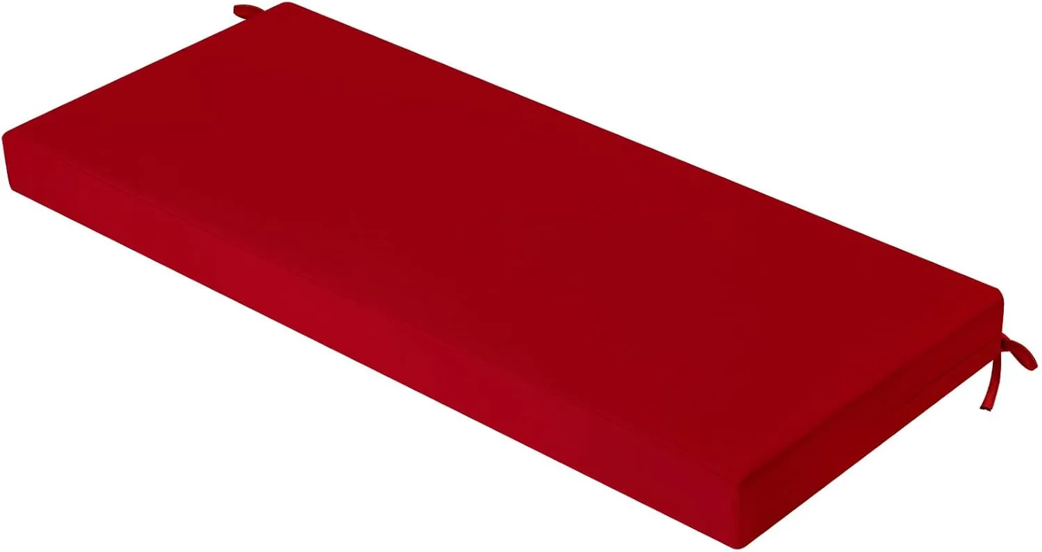idee-home Outdoor Bench Cushion Waterproof, Bench Cushions for Outdoor Furniture, Patio Porch Swing Replacement Seat Pad with Ties for Garden Backyard, 48 x 18 Inch Red