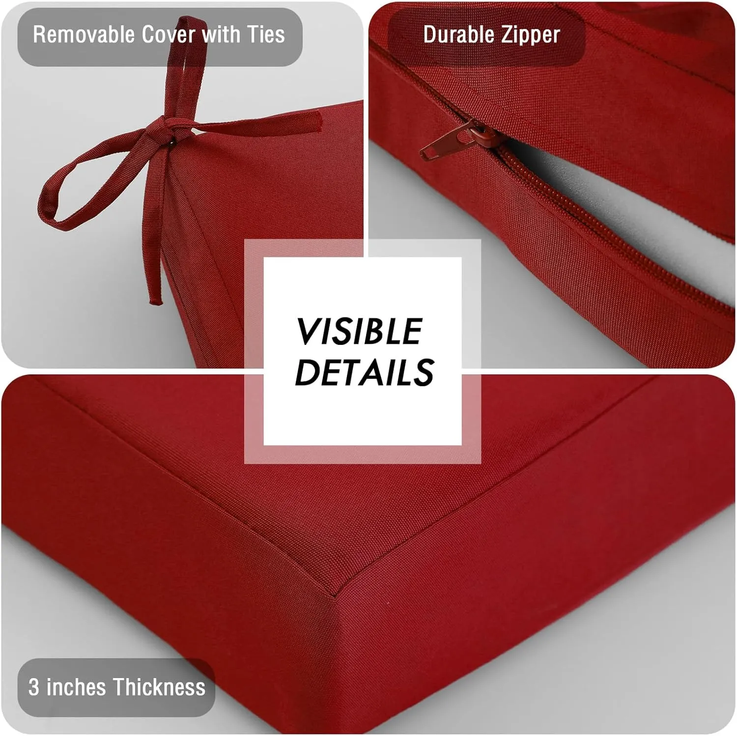 idee-home Outdoor Bench Cushion Waterproof, Bench Cushions for Outdoor Furniture, Patio Porch Swing Replacement Seat Pad with Ties for Garden Backyard, 48 x 18 Inch Red